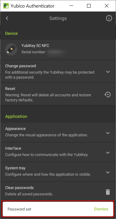 YubiKey - Passwort setzen