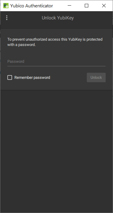 YubiKey - Passwortabfrage