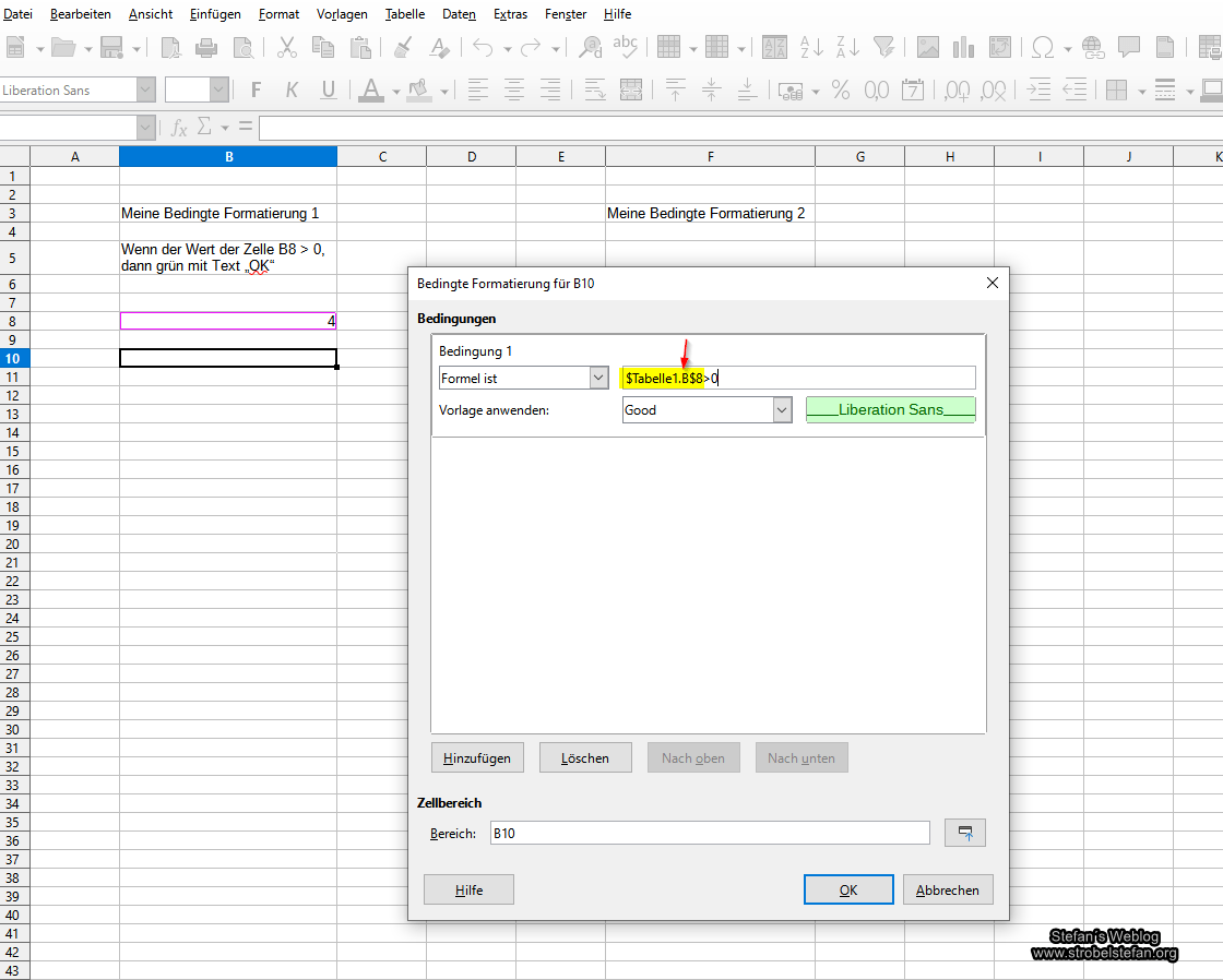 LibreOffice Calc - Bedingte Formatierung kopieren